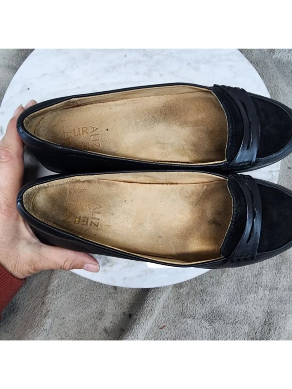 Naturalizer Shoes Womens Size 8.5 Finley Black Leather Loafer Flats *Read*